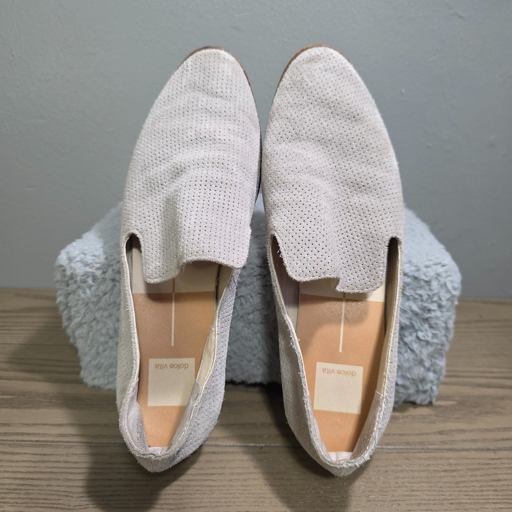 Dolce Vita Carla Gray Leather Point Toe Flat Slip On Size 8.5 Womens